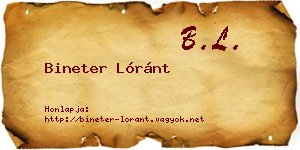 Bineter Lóránt névjegykártya